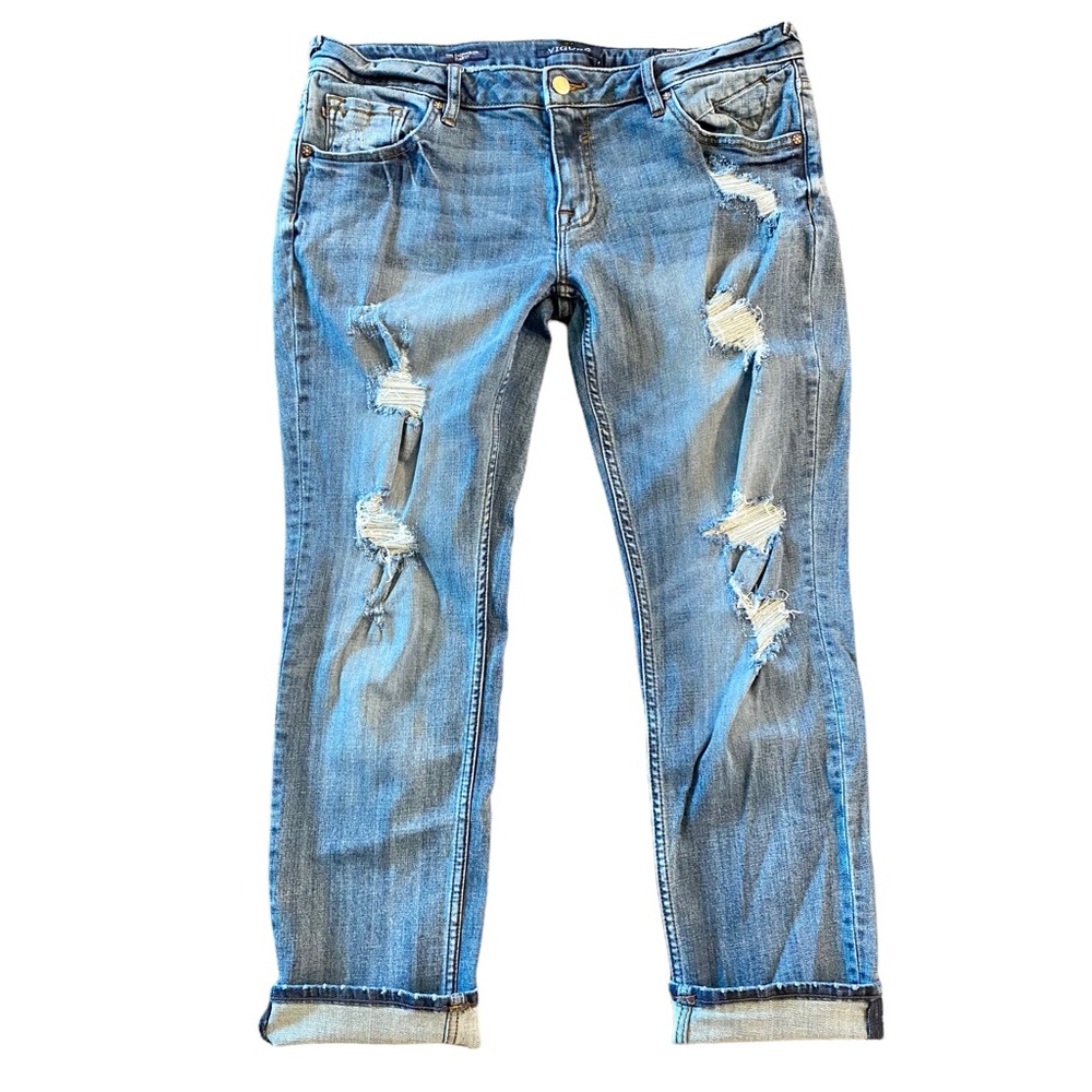 Vigoss Thompson Tomboy Straight Leg Crop Jeans Distressed